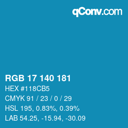 カラーコード: RGB 17 140 181 | qconv.com