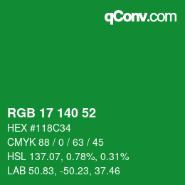 Color code: RGB 17 140 52 | qconv.com