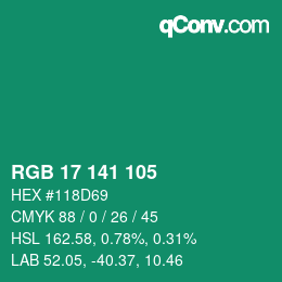 Color code: RGB 17 141 105 | qconv.com