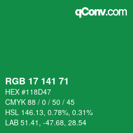 Color code: RGB 17 141 71 | qconv.com