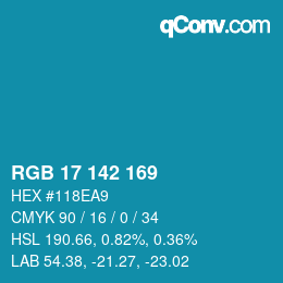 カラーコード: RGB 17 142 169 | qconv.com