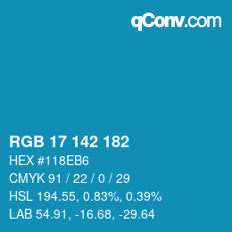 颜色代码: RGB 17 142 182 | qconv.com