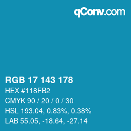 カラーコード: RGB 17 143 178 | qconv.com