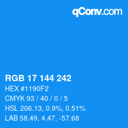 Color code: RGB 17 144 242 | qconv.com