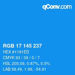 Color code: RGB 17 145 237 | qconv.com