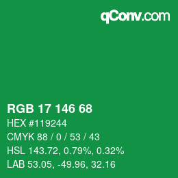 Color code: RGB 17 146 68 | qconv.com