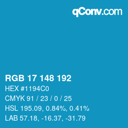 Color code: RGB 17 148 192 | qconv.com