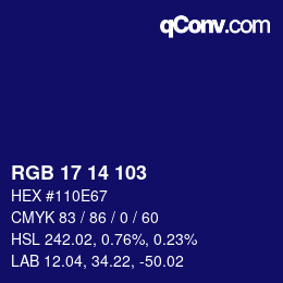 Color code: RGB 17 14 103 | qconv.com