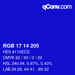 Color code: RGB 17 14 205 | qconv.com