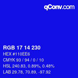 Color code: RGB 17 14 230 | qconv.com