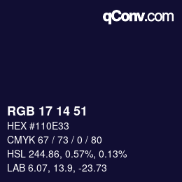 Color code: RGB 17 14 51 | qconv.com