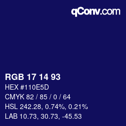 Color code: RGB 17 14 93 | qconv.com