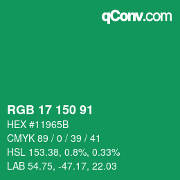 Color code: RGB 17 150 91 | qconv.com