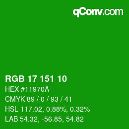 Color code: RGB 17 151 10 | qconv.com