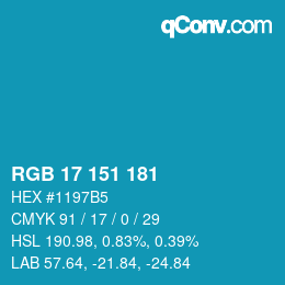 Color code: RGB 17 151 181 | qconv.com