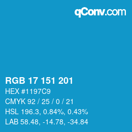 カラーコード: RGB 17 151 201 | qconv.com
