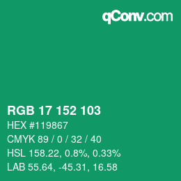 Color code: RGB 17 152 103 | qconv.com