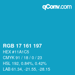 Color code: RGB 17 161 197 | qconv.com