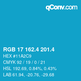 カラーコード: RGB 17 162.4 201.4 | qconv.com