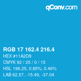 カラーコード: RGB 17 162.4 216.4 | qconv.com