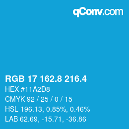 カラーコード: RGB 17 162.8 216.4 | qconv.com