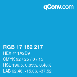 Color code: RGB 17 162 217 | qconv.com
