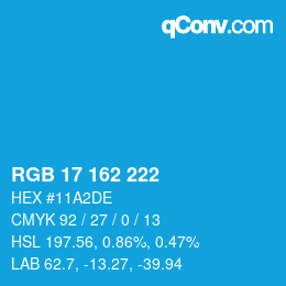 Color code: RGB 17 162 222 | qconv.com