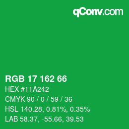 Color code: RGB 17 162 66 | qconv.com