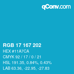 Color code: RGB 17 167 202 | qconv.com