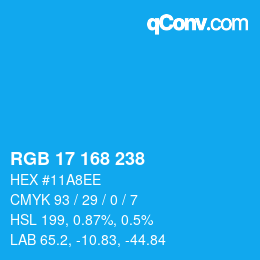 Color code: RGB 17 168 238 | qconv.com