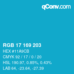 Farbcode: RGB 17 169 203 | qconv.com
