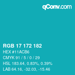 Color code: RGB 17 172 182 | qconv.com