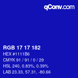Color code: RGB 17 17 182 | qconv.com