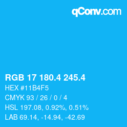 カラーコード: RGB 17 180.4 245.4 | qconv.com