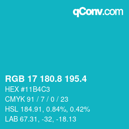 カラーコード: RGB 17 180.8 195.4 | qconv.com