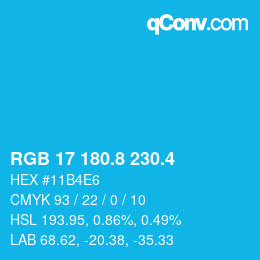 カラーコード: RGB 17 180.8 230.4 | qconv.com