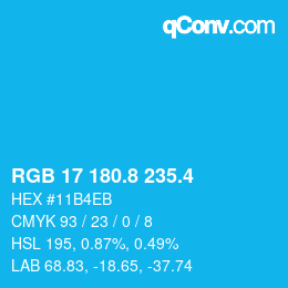 カラーコード: RGB 17 180.8 235.4 | qconv.com