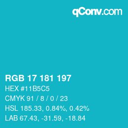 颜色代码: RGB 17 181 197 | qconv.com