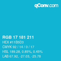 カラーコード: RGB 17 181 211 | qconv.com