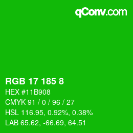 Color code: RGB 17 185 8 | qconv.com