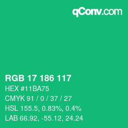 Color code: RGB 17 186 117 | qconv.com