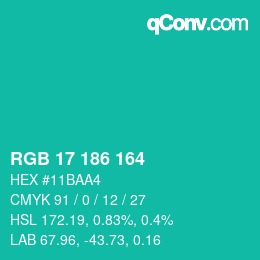 カラーコード: RGB 17 186 164 | qconv.com