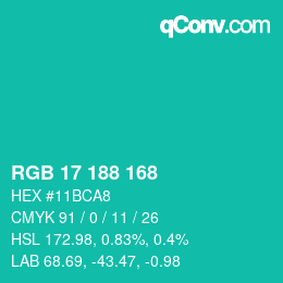 Código de color: RGB 17 188 168 | qconv.com