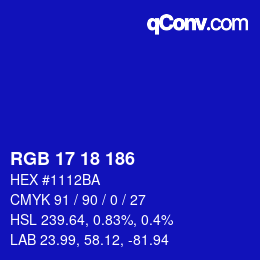 カラーコード: RGB 17 18 186 | qconv.com