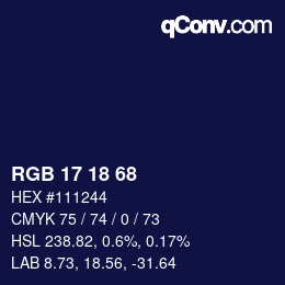 Color code: RGB 17 18 68 | qconv.com