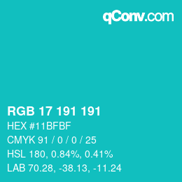 Color code: RGB 17 191 191 | qconv.com