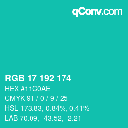 Color code: RGB 17 192 174 | qconv.com