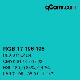 Color code: RGB 17 196 196 | qconv.com