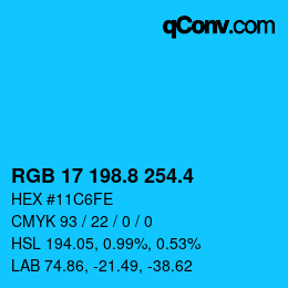 カラーコード: RGB 17 198.8 254.4 | qconv.com