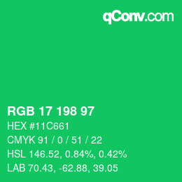 Color code: RGB 17 198 97 | qconv.com